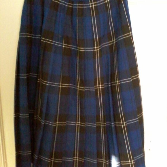 Vintage St. Michael Blue Plaid kilt Skirt - Picture 4 of 5